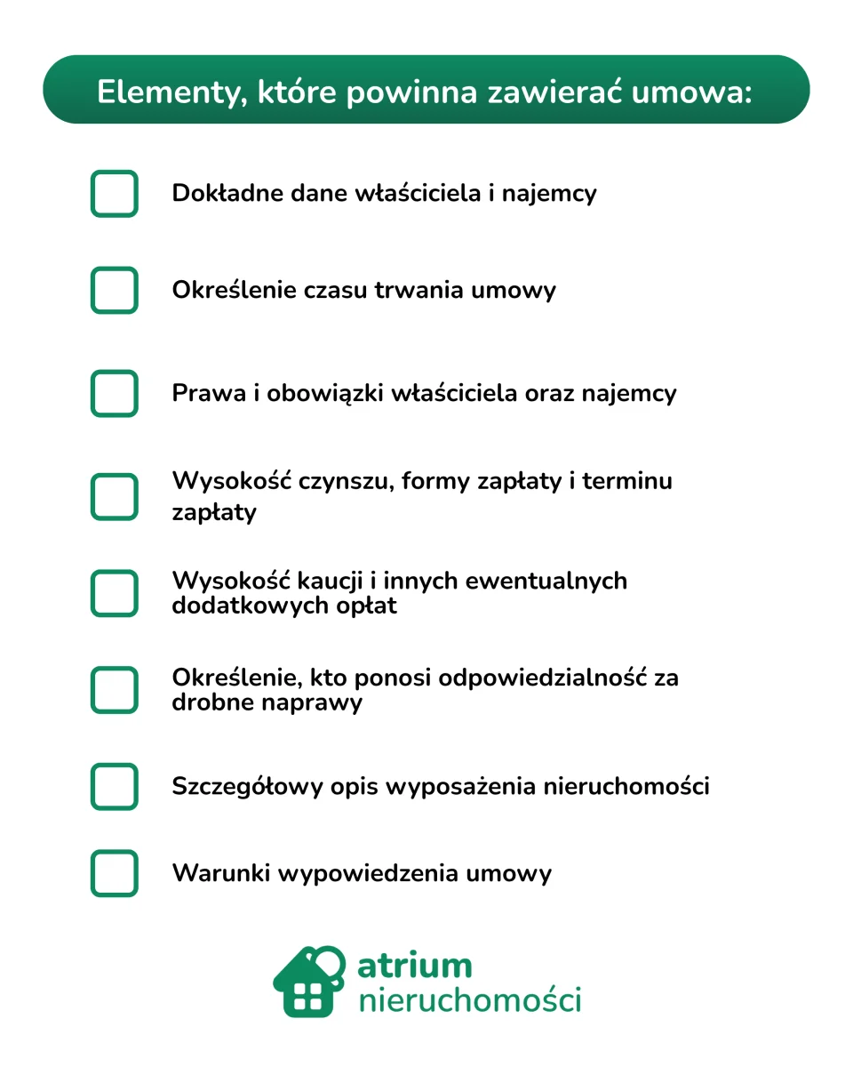 Elementy umowy najmu